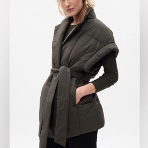 GAP Duvet Wrap Puffer Vest Green Belt Lagenlook Oversized Layered Gorpcore Sz L